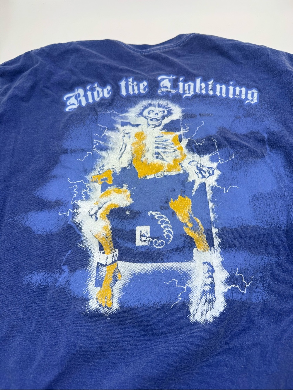 Metallica Ride the Lightning Graphic Tee - Blue with White & Yellow Print